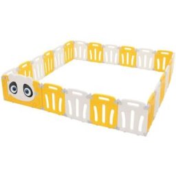 ECD Germany Parque infantil 240×240cm de plástico blanco amarillo diseño panda