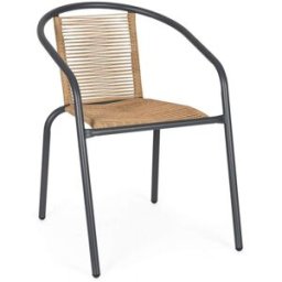 Bizzotto Conjunto de 6 sillas de acero con asiento antracita