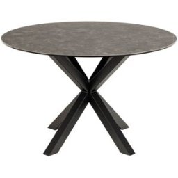 Drawer Mesa de comedor redonda de 4 plazas en cerámica y metal - negro
