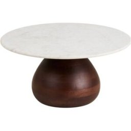 House Nordic Mesa auxiliar redonda de mármol y madera d40