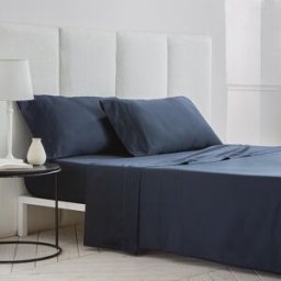 Cotton Artean Juego de cama satén algodón 400 hilos azul 270x270 cama 180