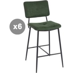 Meubles Cosy Conjunto de 6 taburetes de bar estilo industrial tela poliéster verde