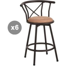 Meubles Cosy Conjunto de 6 taburetes de bar giratorios altura asiento 63 cm marrón