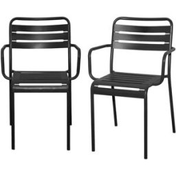 sweeek Sillón de jardín bistró de acero, set de 2, antracita