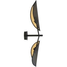 Wonderlamp Aplique de pared con 2 pantallas negras en forma de hoja