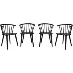 sweeek Silla de bar de madera, set de 4, negro