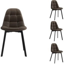 Moloo Silla de terciopelo marrone y metal negro (x4)