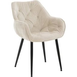 CLP Silla con patas de metal y asiento en Terciopelo Crema