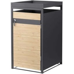 ML-Design Cobertizo de exterior para 1 cubo de basura 240l antracita de acero