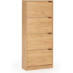 HOMN Mueble zapatero 4 puertas color roble claro, para 24 pares