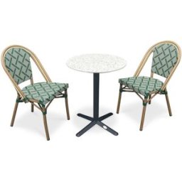 dcb garden Conjunto de comedor de jardín de 2 plazas de acero y terrazo