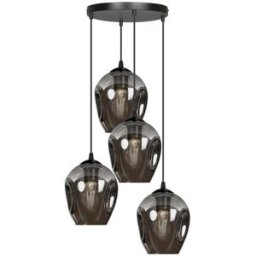 Wonderlamp Lámpara colgante estilo vintage con 4 pantallas de cristal grafito