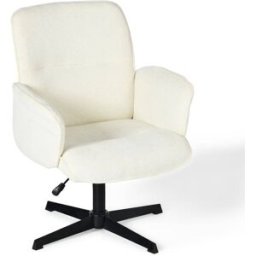 Urban Meuble Silla de oficina con reposabrazos en tela blanca