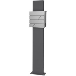 ML-Design Buzón de correo diseño gris claro con pedestal 170 cm acero inoxidable