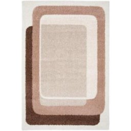 sweeek Alfombra interior con diseño gráfico marrón, rosa y beige