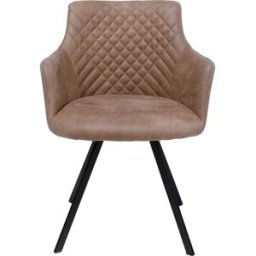 Kare Design Silla giratoria aspecto cuero marrón y acero