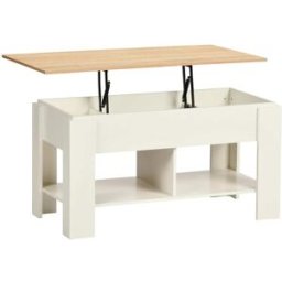 Urban Meuble Consola blanca con tapa elevable y espacio de almacenamiento.