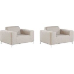 Beliani Conjunto de 2 sillones de jardín tela beige