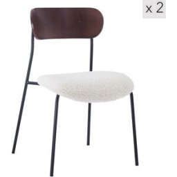 Nordlys Set 2 sillas estilo industrial en acero y lana blanca