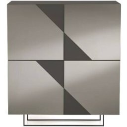 MondoViro Aparador de 4 puertas con espejo gris 140x50 h140 cm