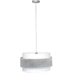 Wonderlamp Lámpara de techo plateado ii con triple pantalla de lino 40cm diámetro