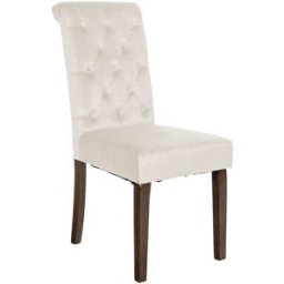CLP Silla con patas de madera y asiento en terciopelo crema