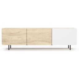 Herdasa Mueble tv 3 puertas melamina roble-blanco patas grafito 54x180x44 cm