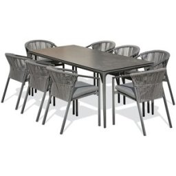 REMARQUABLE Juego de comedor de jardín de cerámico de 8 plazas - gris antracita