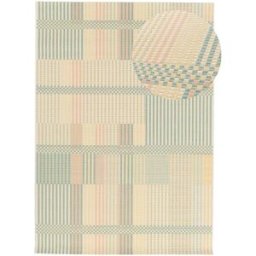 Atticgo Alfombra exterior a rayas beige/azul/rosa 160x230 cm