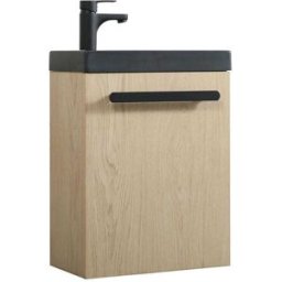 Mob In Conjunto de lavabo de pared nevada con grifo negro
