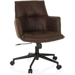 hjh LIVING Silla home office tela marrón oscuro