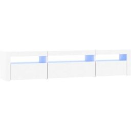 Maison Chic Mueble tv con luces led madera blanco 195x35x40 cm