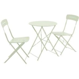 sweeek Set mesa de jardín bistró plegable redonda de acero con 2 sillas,