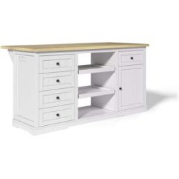 Urban Meuble Consola blanca con tablero efecto madera