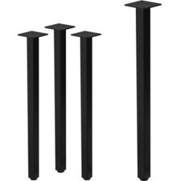 ML-Design Set 4x patas de mesa 72 cm regulables de acero 4x4 cm negro brillante