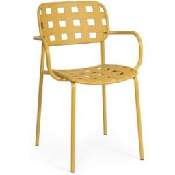 Bizzotto Conjunto de 6 sillas de acero con asiento amarillo