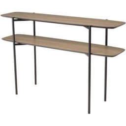 MACABANE Consola doble 120x33cm color moka patas de metal negro