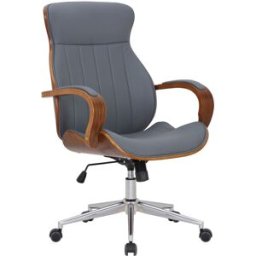 CLP Silla de oficina giratoria regulable en simil cuero nogal/gris