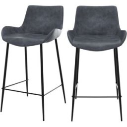 Maison Pavane Set de 2 taburetes para isla de cocina en cuero sintético gris 65 cm