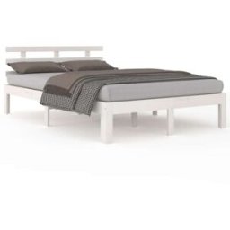 Maison Chic Cama matrimonial de madera maciza blanco 160x200 cm