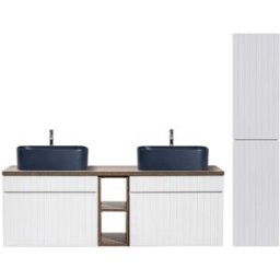 Petits meubles Conjunto mueble lavabo doble 140cm tableros laminados blanco
