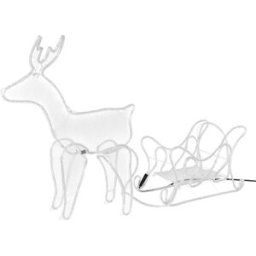 ECD Germany Trineo de navidad con reno 273x77cm con iluminación LED blanco cálido