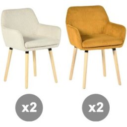 Meubles Cosy Conjunto de 4 sillas tela a rallos estilo escandinavo multicolor