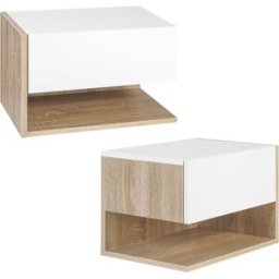 Maison Chic Juego de 2 mesitas de noche de madera blanca de 46x30x30 cm