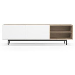 Herdasa Mueble tv melamina roble claro-blanco patas grafito 52x180x44 cm