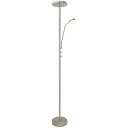 Cristalrecord Lámpara pie moderno niquel con 2 luces led y brazo lector orientable