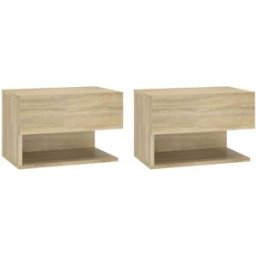 Maison Chic Juego de 2 mesita de noche de pared madera marrón 46 x 29,5 x 30 cm