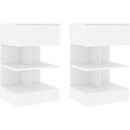 Maison Chic Juego de 2 mesitas de noche madera contrachapada blanco 40x35x65 cm