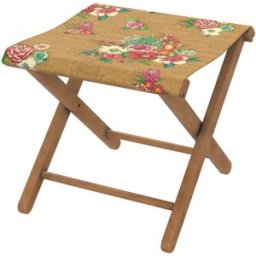 Vent de Bohème Taburete plegable de eucalipto con tela outdoor diseño floral tabaco