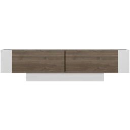 Calicosy Mueble de tv 2 puertas decoración nogal y blanco de 150 cm